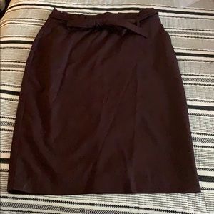 Burgundy tie waist pencil skirt